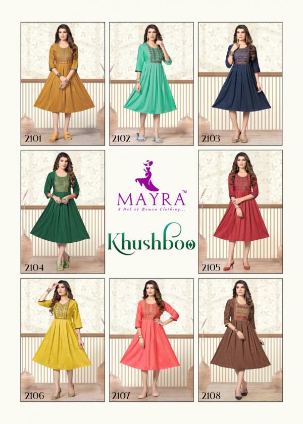 Mayra khushboo Rayon embroidery Designer kurti collection        